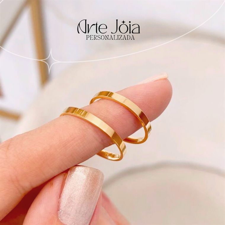 Par de alianças de ouro personalizado Arte Jóia